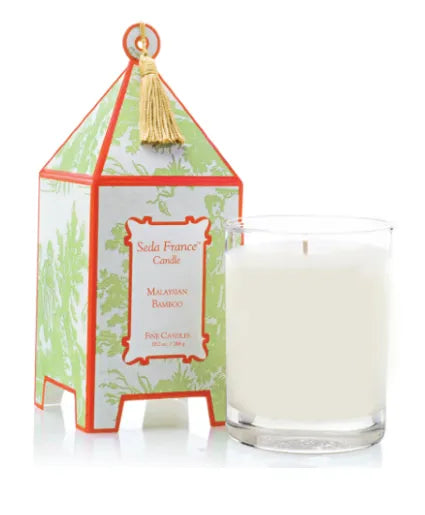 Malaysian Bamboo Classic Toile Pagoda Box Candle