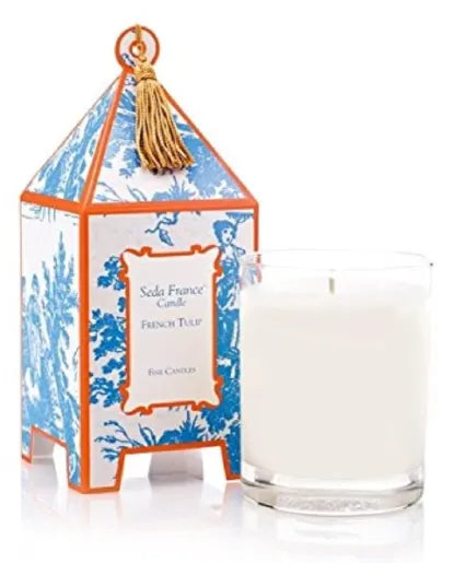 FRENCH TULIP TOILE PAGODA BOX CANDLE